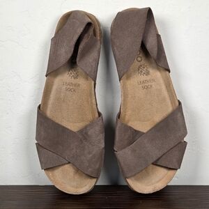 Yokono Suede Leather Cross Strap Comfort Sandals Made in Spain